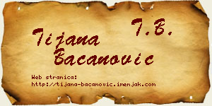 Tijana Bacanović vizit kartica